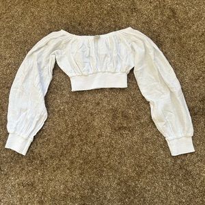 Blanco by nature cropped off the shoulder top